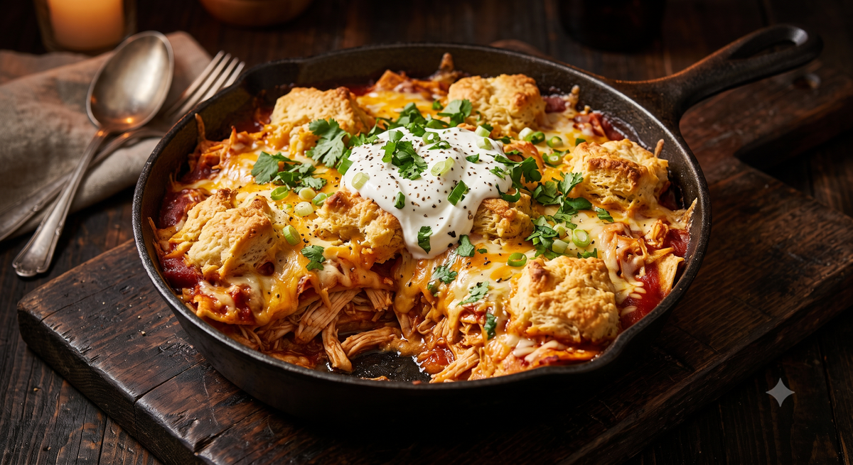 Chicken Enchilada Biscuit Bake