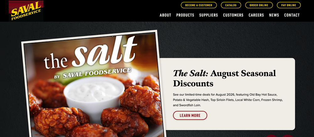 Saval Foodservice homepage
